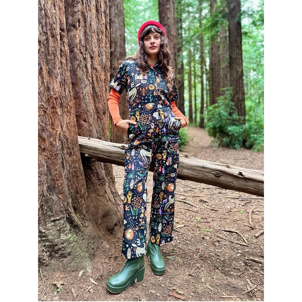 NWT Nooworks Twill Coveralls in Tarot Garden, sz S